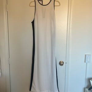 Chic white maxi dress with black detail